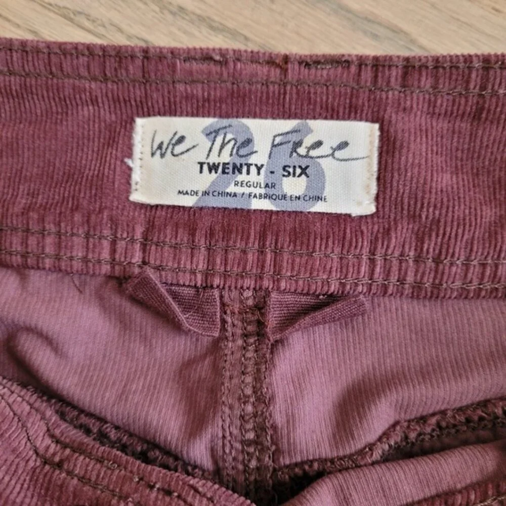 Free People‎ Joanie Brown Corduroy Skirt Size 26 Button Front Mini Cargo Grunge
